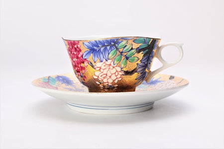 Cafe supplies, Coffee cup with wooden box, Gold painting, Wisteria - Kinryu-kiln, Tendo Eguchi, Arita ware, Ceramics