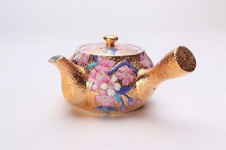 Tea supplies, Tea set with wooden box, Gold painting, Cherry blossom - Kinryu-kiln, Tendo Eguchi, Arita ware, Ceramics