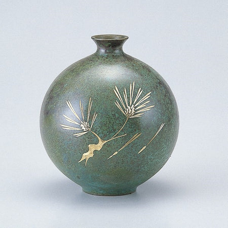 銅制花瓶 玉壽 松