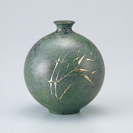 花器 「花瓶 玉寿 竹」 高岡銅器 金工品
