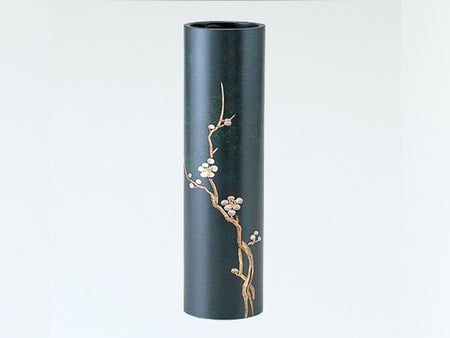 Flower vessel, Vase, Cylindrical column, Plum blossom - Takaoka copperware, Metalwork