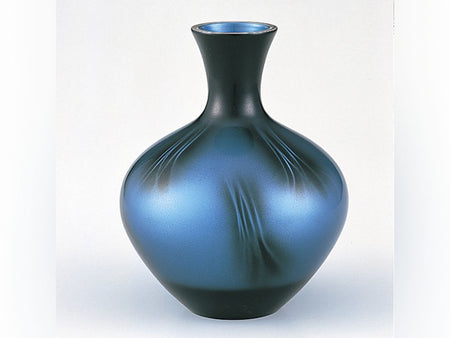 銅制花瓶 福壽形 藍色