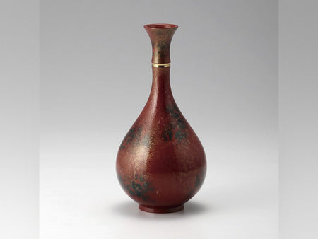 花器 花瓶 宝玉形 红色 高冈铜器 金属工艺品