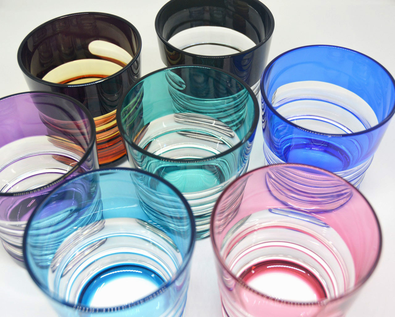 Drinking vessel, Old-fashioned glass, Hand-polished, Spiral, Black - Hidetaka Shimizu, Edo kiriko cut glass