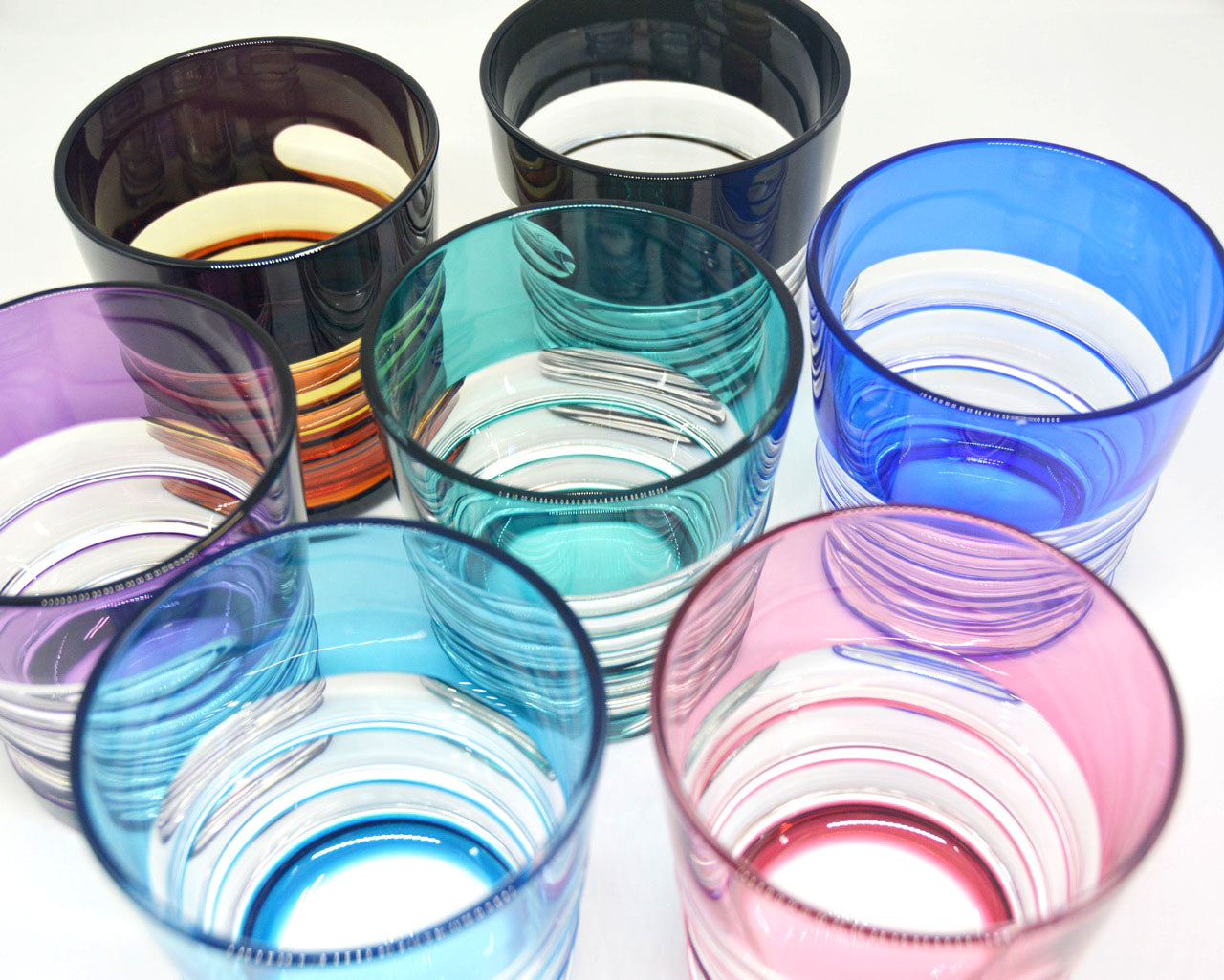 Drinking vessel, Old-fashioned glass, Hand-polished, Spiral, Green - Hidetaka Shimizu, Edo kiriko cut glass