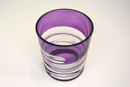 酒器 威士忌杯 手摩 螺旋 紫色 清水秀高 江户切子 玻璃