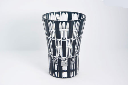 Drinkware, Tumbler, Vertical checkered pattern, Black - Hidetaka Shimizu, Edo kiriko cut glass