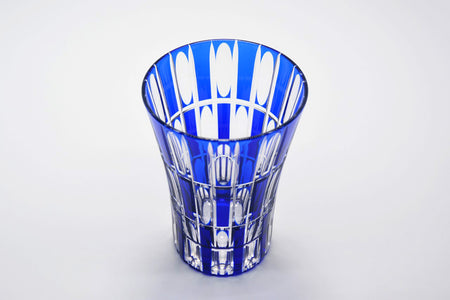 Drinkware, Tumbler, Vertical checkered pattern, Blue - Hidetaka Shimizu, Edo kiriko cut glass