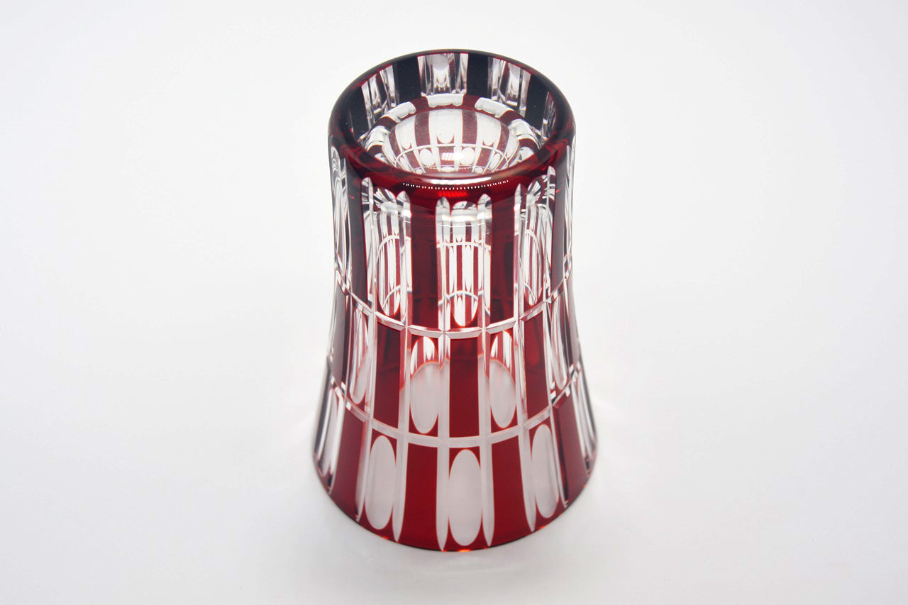 Drinkware, Tumbler, Vertical checkered pattern, Red - Hidetaka Shimizu, Edo kiriko cut glass