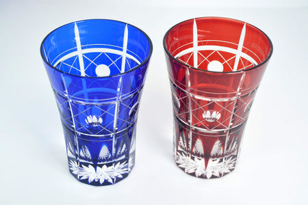 Drinkware, Pair tumbler, New night sky Moon - Hidetaka Shimizu, Edo kiriko cut glass