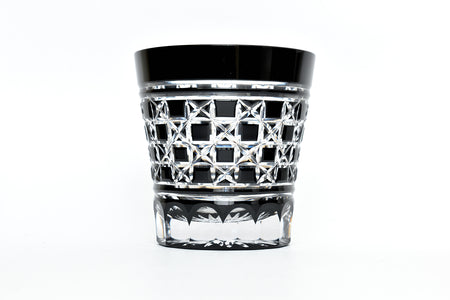 Drinking vessel, Old-fashioned glass, Hemp-leaf checkerboard, Black - Hidetaka Shimizu, Edo kiriko cut glass