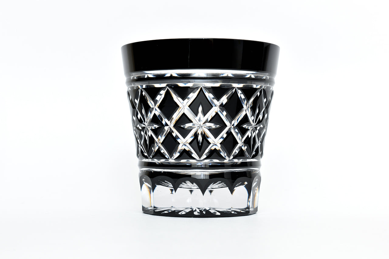Drinking vessel, Old-fashioned glass, Hoshiyarai, Black - Hidetaka Shimizu, Edo kiriko cut glass
