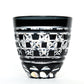 Drinking vessel, Large sake cup, Hemp-leaf checkerboard, Black - Hidetaka Shimizu, Edo kiriko cut glass