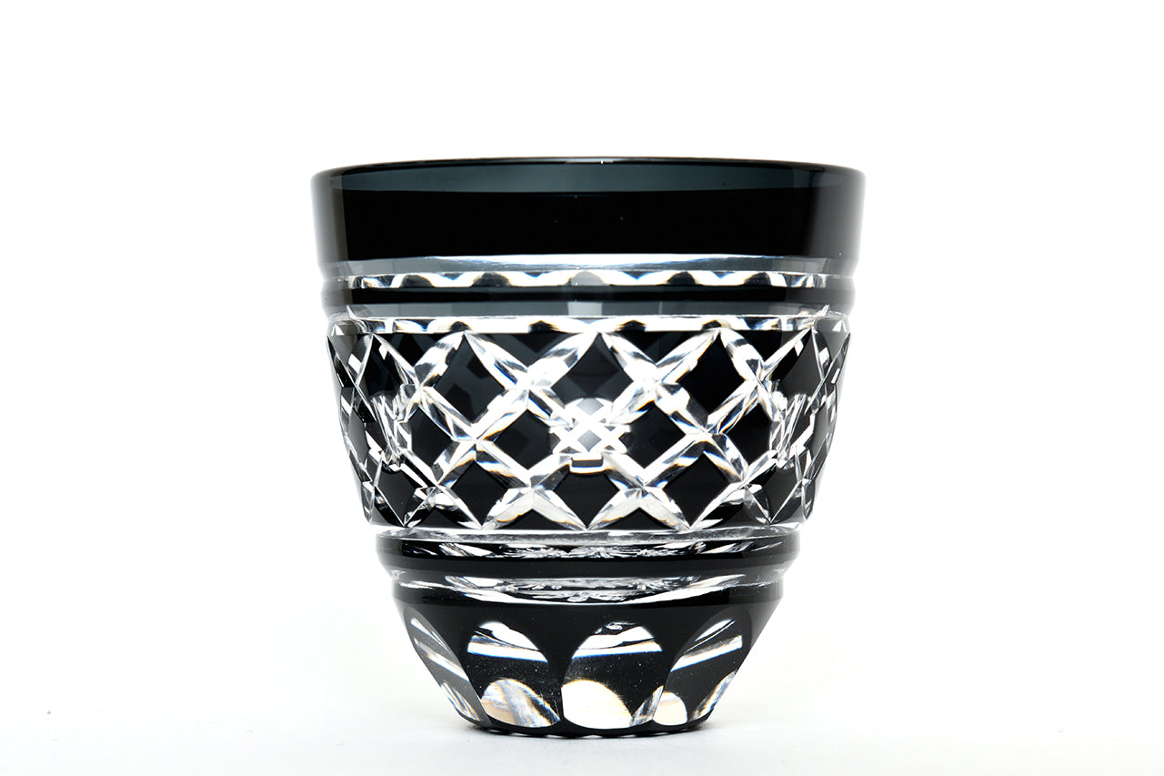 Drinking vessel, Large sake cup, Tamayarai, Black - Hidetaka Shimizu, Edo kiriko cut glass