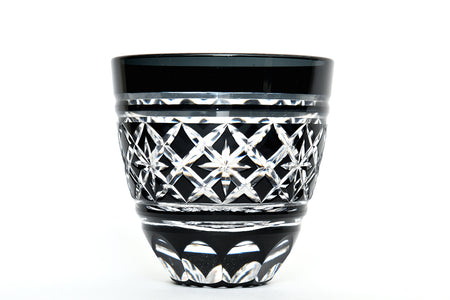 Drinking vessel, Large sake cup, Hoshiyarai, Black - Hidetaka Shimizu, Edo kiriko cut glass