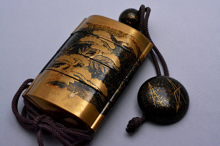 Japanese style accessories, Inro seal case, Mt. Horai, Maki-e - Sanao Matsuda, Echizen lacquerware
