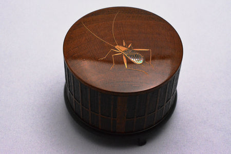 Tea ceremony utensils, Incense container, Insect cage with bell cricket, Maki-e - Sanao Matsuda, Echizen lacquerware