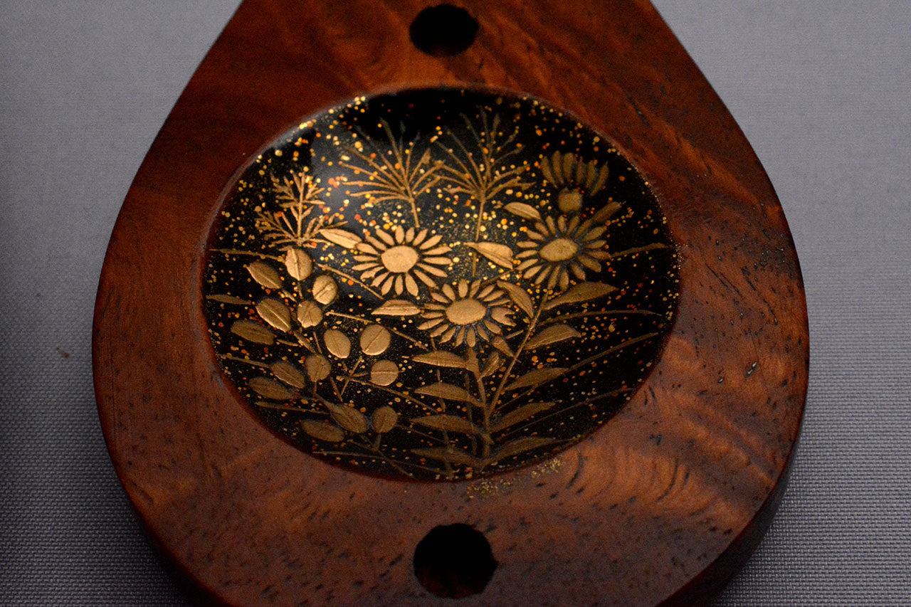 Tea ceremony utensils, Incense container, Biwa shape - Sanao Matsuda, Echizen lacquerware