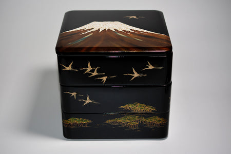 Box, Three-tiered food box, Mt. Fuji, Bento - Sanao Matsuda, Echizen lacquerware