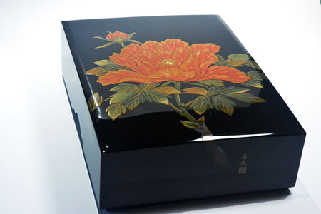 Box, Bunko-box, Rose of Sharon - Sanao Matsuda, Echizen lacquerware