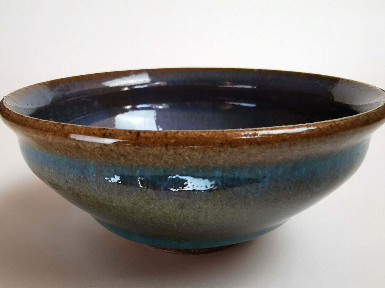 Drinkware, Large sake cup, Blue colored, Tenmoku, Shallow type - Toshinori Munakata, Aizuhongo ware, Ceramics