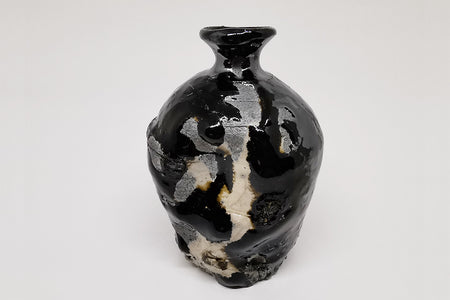 Drinkware, Sake bottle, Black Oribe - Makoto Yamaguchi, Seto ware, Ceramics