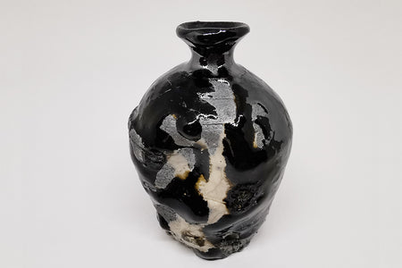 Drinkware, Sake bottle, Black Oribe - Makoto Yamaguchi, Seto ware, Ceramics