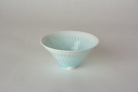 Drinkware, Sake cup, Bluish-white porcelain, Blooming flowers on water C - Kotaro Ikura, Ceramics