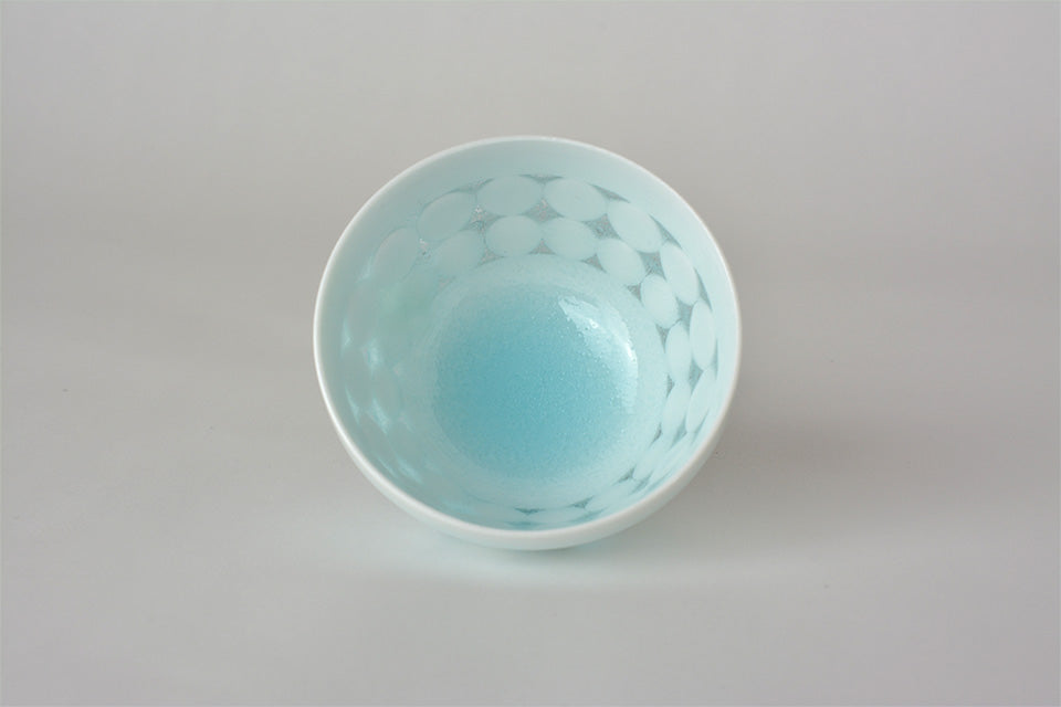 Drinkware, Sake cup, Bluish-white porcelain, Fireflies on the water A - Kotaro Ikura, Ceramics