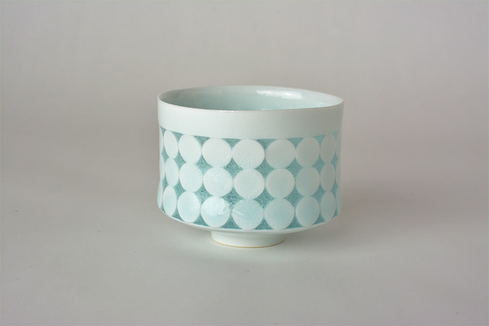 Drinkware, Sake cup, Bluish-white porcelain, Fireflies on the water B - Kotaro Ikura, Ceramics