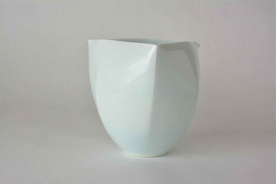 Drinkware, Lipped bowl, Bluish-white porcelain, Chamfering - Kotaro Ikura, Ceramics