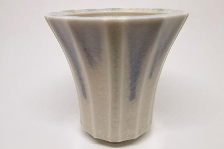 Hobby, Incense burner for savoring, Ash glaze, Line patterns - Shoh Araya, White porcelain, Ceramics