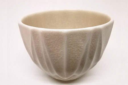 Drinkware, Large sake cup, White porcelain, Line patterns A - Shoh Araya, Ceramics