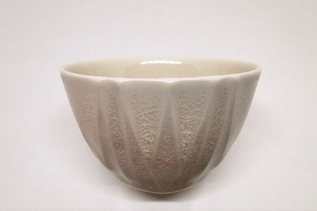 Drinkware, Large sake cup, White porcelain, Line patterns B - Shoh Araya, Ceramics