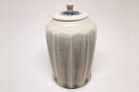 Tea ceremony utensils, Matcha container, Ash glaze, Brilliance - Shoh Araya, White porcelain, Ceramics