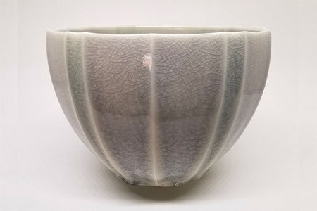 Tea ceremony utensils, Matcha tea bowl, Line patterns, Brilliance - Shoh Araya, White porcelain, Ceramics