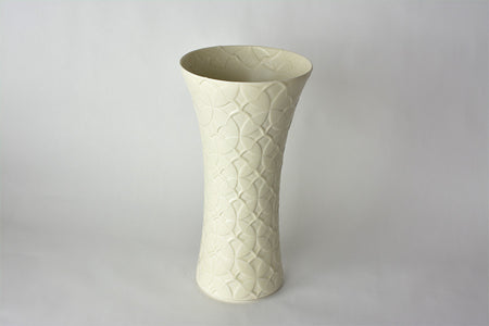 花器 白瓷幾何七寶紋花瓶 竹田Mizuho 陶瓷器