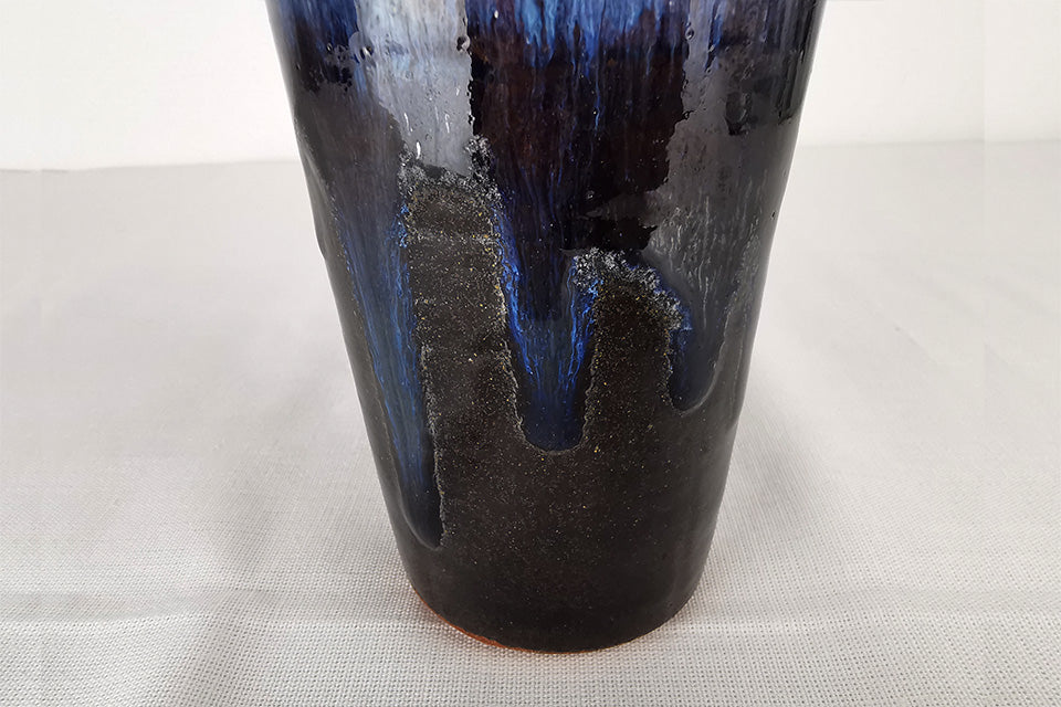 Flower vessel, Cylindrical vase, Green coloration, Separate glazes - Toshinori Munakata, Aizuhongo ware, ceramics
