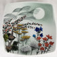 Table ware, Square plate, Multicolored glaze painting, Seven autumnal flowers and the moon - Takanori Fujino, Iro-e, ceramics