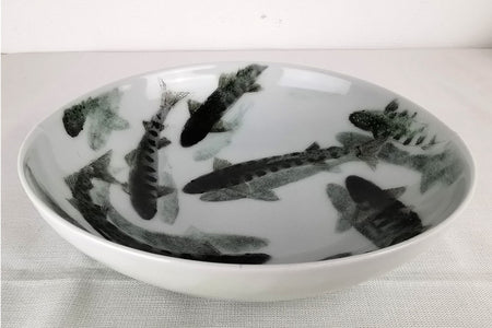 Table ware, Bowl, Multicolored glaze painting, Fish - Takanori Fujino, Iro-e, ceramics