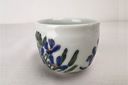 Drinkware, Large sake cup, Multicolored glaze painting, Daikon flower - Takanori Fujino, Iro-e, ceramics