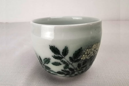 Drinkware, Large sake cup, Multicolored glaze painting, Japanese parsley - Takanori Fujino, Iroe, ceramics
