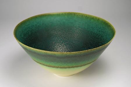 Tableware, Green coloring bowl, Cedar shape - Hideki Inoue, Kasama ware, Ceramics