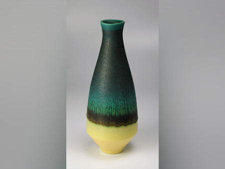 Flower vessel, Green coloring Single flower vase - Hideki Inoue, Kasama ware, Ceramics