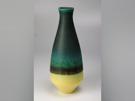 Flower vessel, Green coloring Single flower vase - Hideki Inoue, Kasama ware, Ceramics
