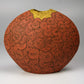 Flower vessel, Vase, Red curved design pottery - Satoshi Uetake, Kasama ware, Ceramics