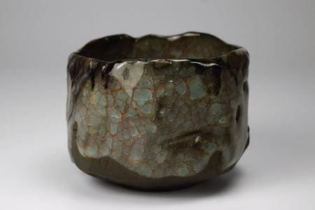 Tea ceremony utensils, Matcha tea bowl, Celadon, Black crystal iron - Masayuki Uraguchi, Kasama ware, Ceramics