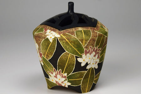 Ornament, Incense burner, Winter daphne - Hiroyuki Onuki, Kasama ware, Ceramics