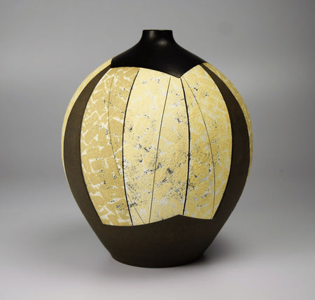 Flower vessel, Jar, colored mud pottery - Hiroshi Kikuchi, Kasama ware, Ceramics