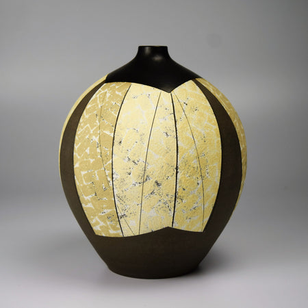 Flower vessel, Jar, colored mud pottery - Hiroshi Kikuchi, Kasama ware, Ceramics